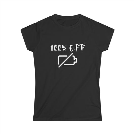 100% Off Woman White Print T-shirt